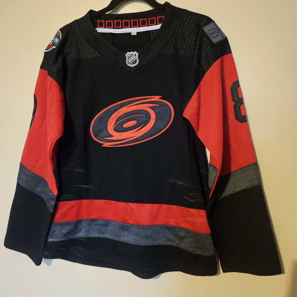 Carolina Hurricane Burns Black and Red Hockey Jersey